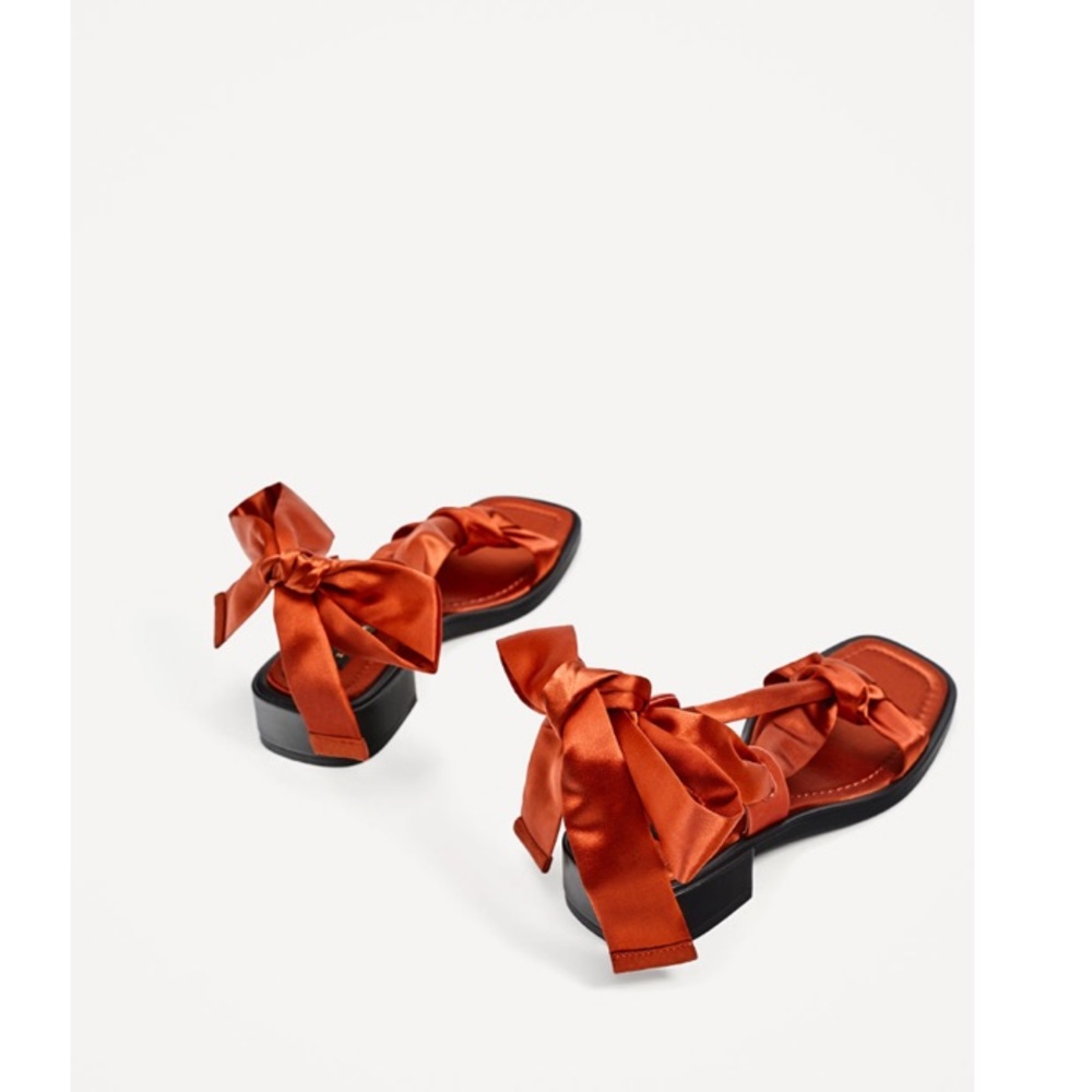 ✨SOLD ON MERC✨ NWT ZARA Satin Orange Sandals - Picture 5 of 7