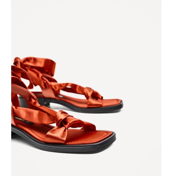 ✨SOLD ON MERC✨ NWT ZARA Satin Orange Sandals - Picture 4 of 7
