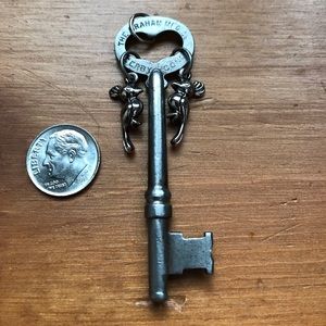 Antique Heart Key Pendant w/ Love Birds