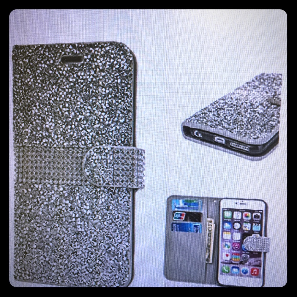iPhone 6 Plus rhinestone leather wallet