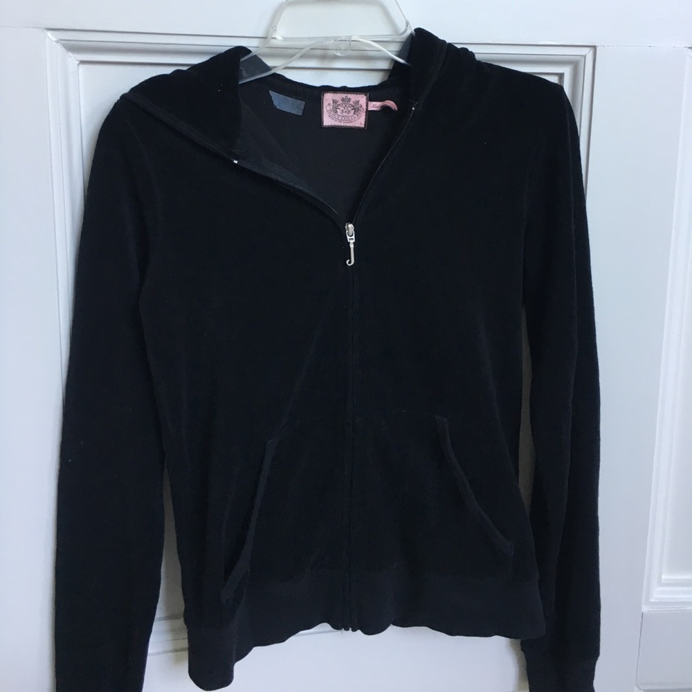 Juicy Couture Black Terry Cloth Zip Up Hoodie