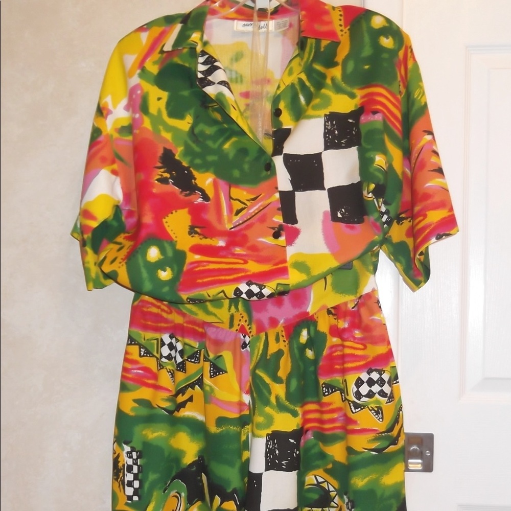 2 pc Summer Multi Pattern Rayon Skort Set L/XL