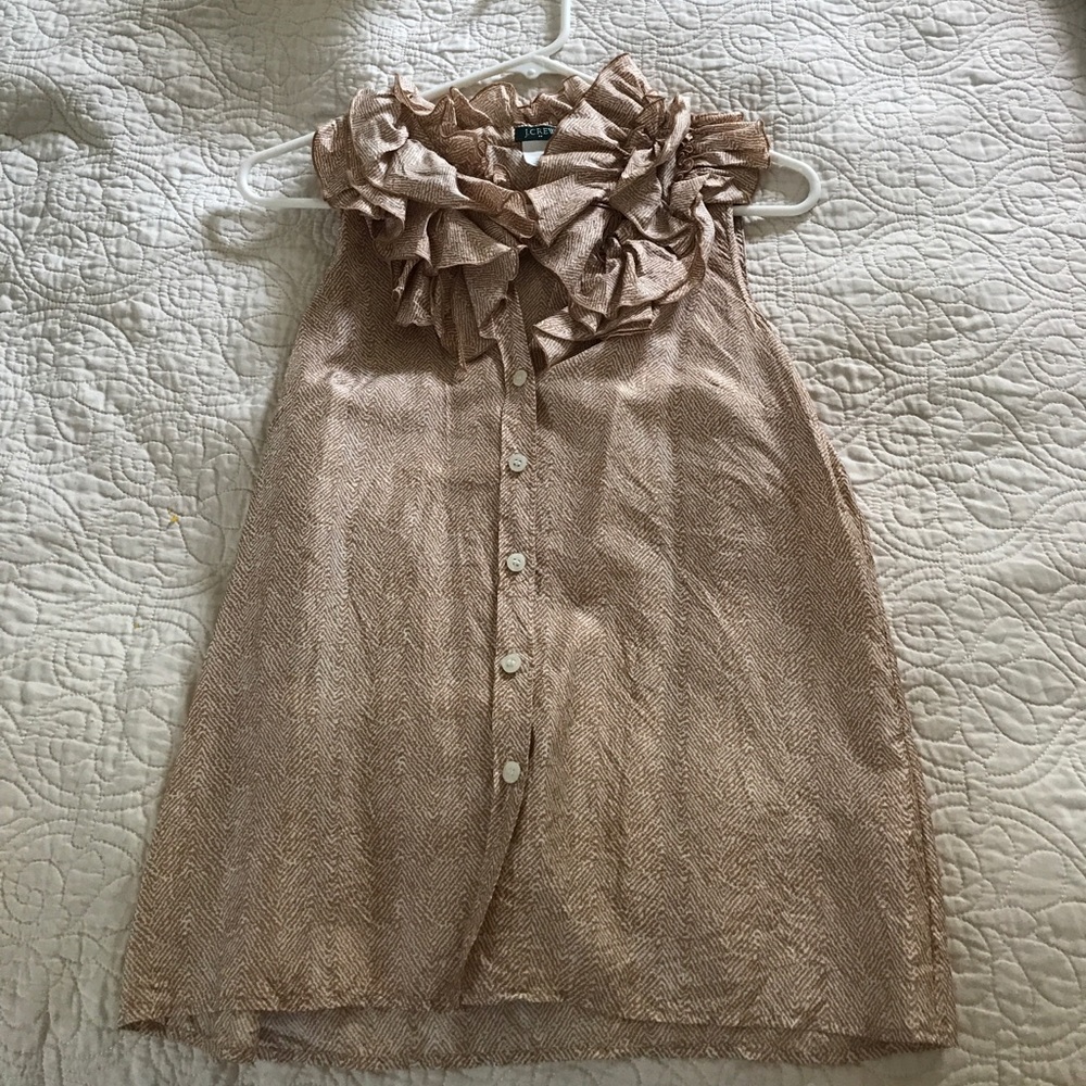 j crew silk ruffled top