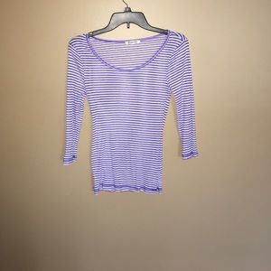 Quarter sleeve purple striped shirt