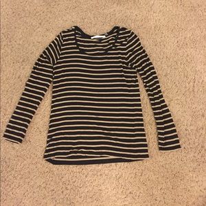 Black and Tan striped 3/4 sleeve shirt