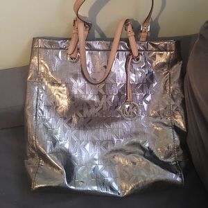 Michael Kors silver jet set tote