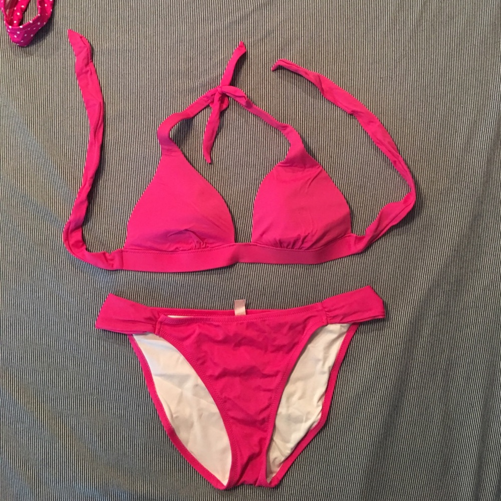 Pink halter bikini