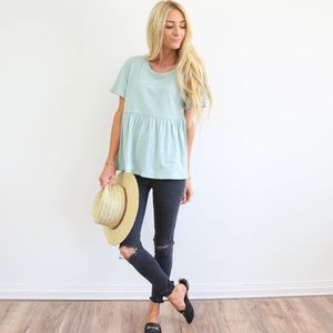 Shop Stevie: Robyn Peplum top in Dusty Mint