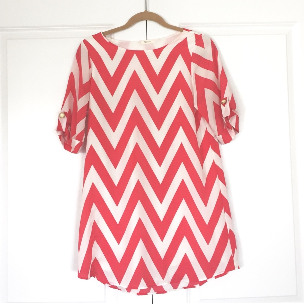 Lulu's Everly Hot Pink Chevron Dress