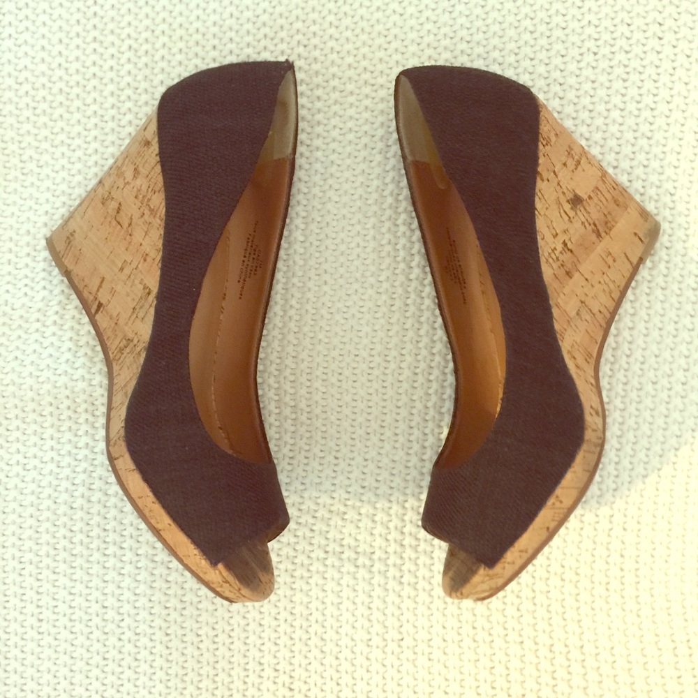 Caslon black cork and canvas wedges black sz 7