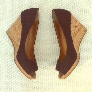 Caslon black cork and canvas wedges black sz 7