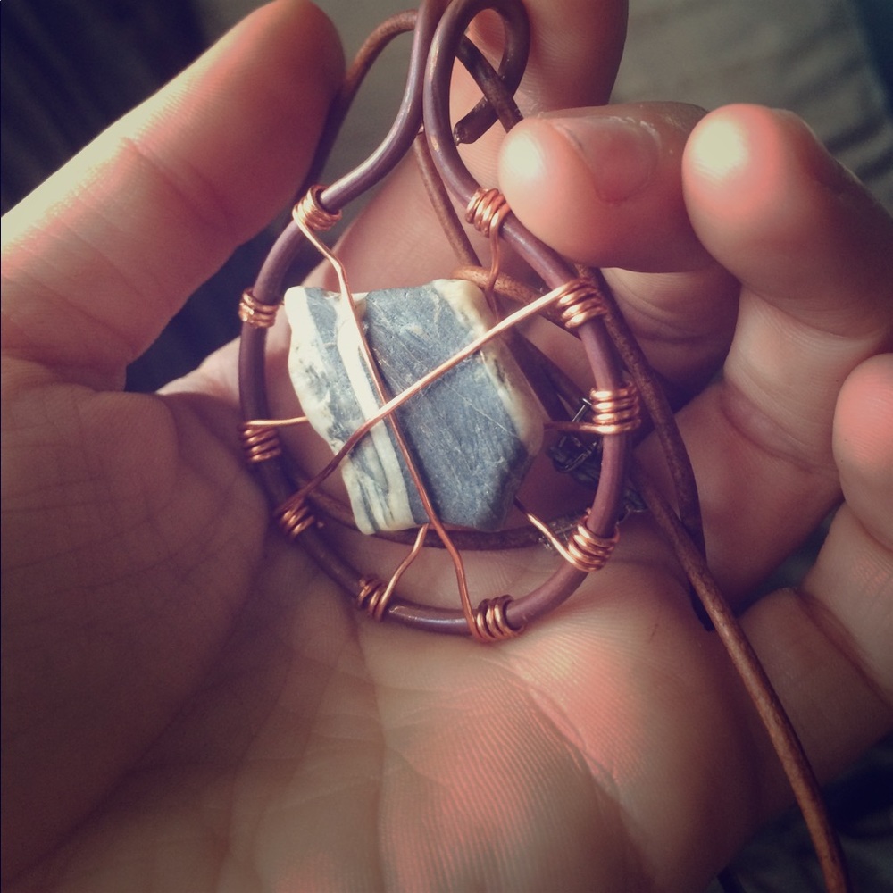 Handmade Wire wrapped pendant style necklace