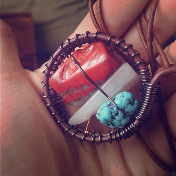 Handmade 3 stone pendant style necklace - Picture 1 of 1