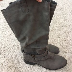 Grey riding boots