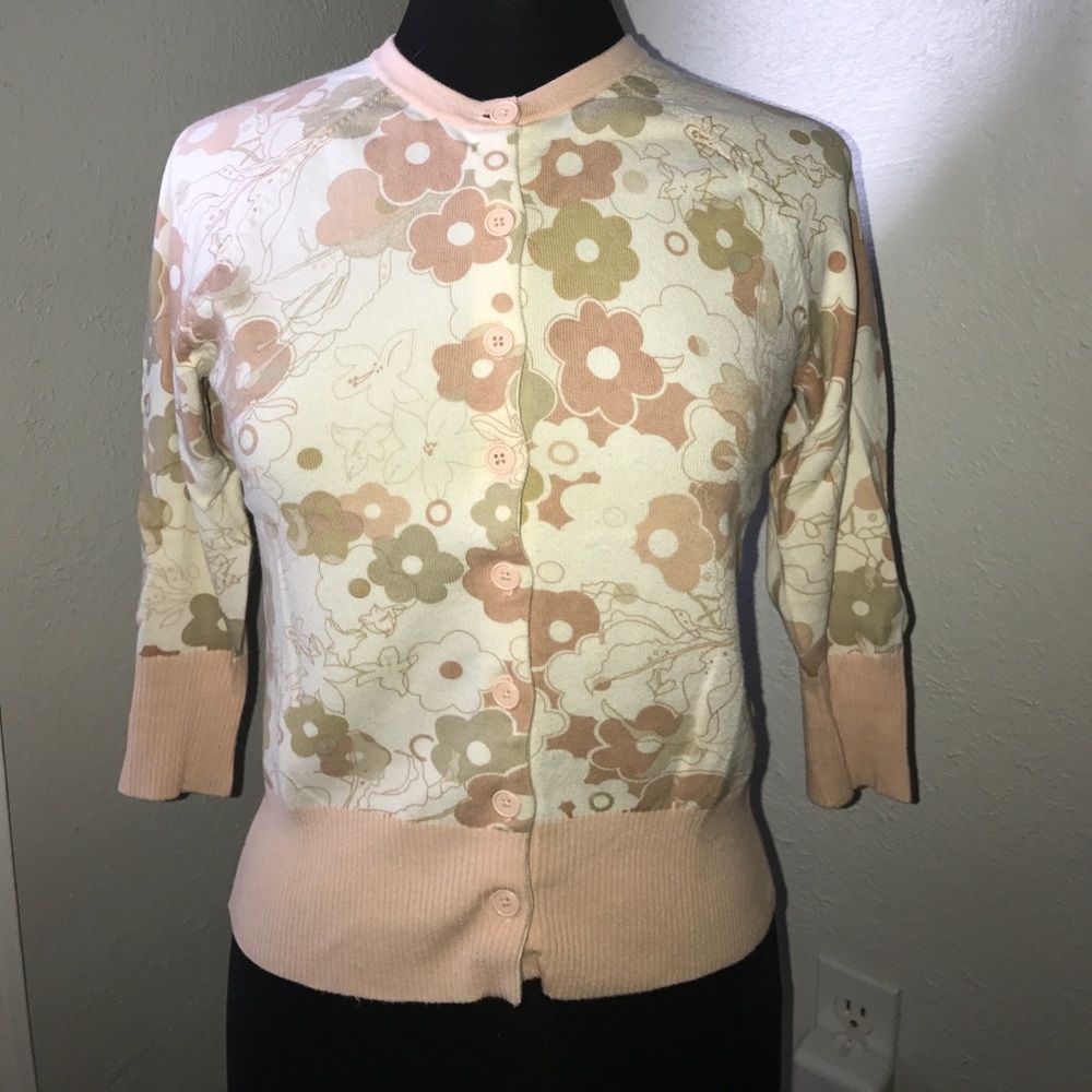 Peach Floral gap little cardigan Button Up small