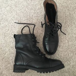 H&M genuine leather black combat boots