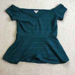 GUESS Peplum off the shoulder top