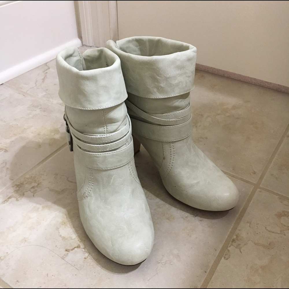 Off White Leather Booties
