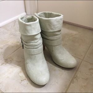 Off White Leather Booties