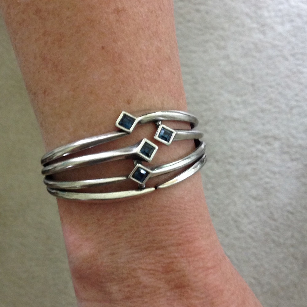 Silver and blue cuff bracelet
