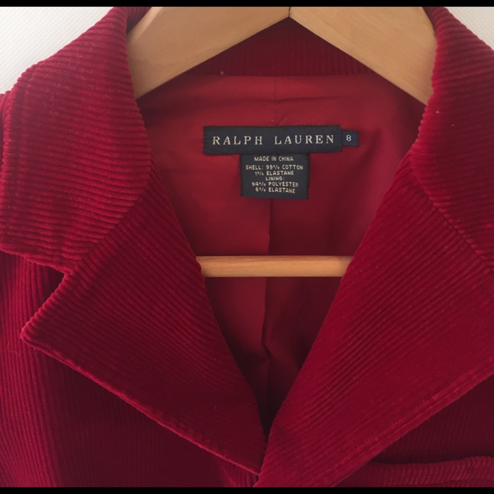 Ralph Lauren red corduroy blazer size 8. Like new!