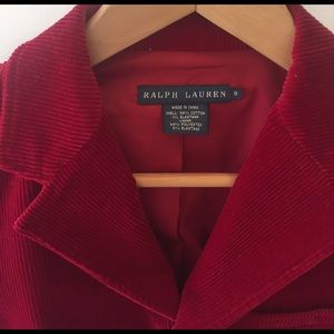 Ralph Lauren red corduroy blazer size 8. Like new!