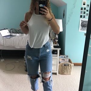 White Ribbed Tank Top