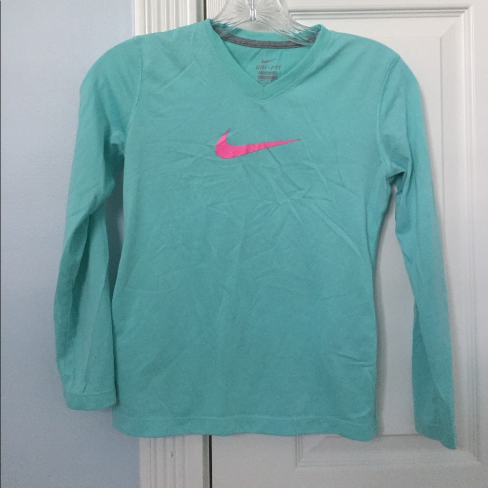 Girls pink and blue Nike long sleeve shirt