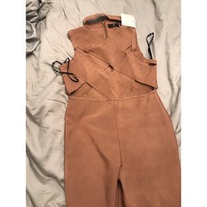 Missguided caramel jumpsuit