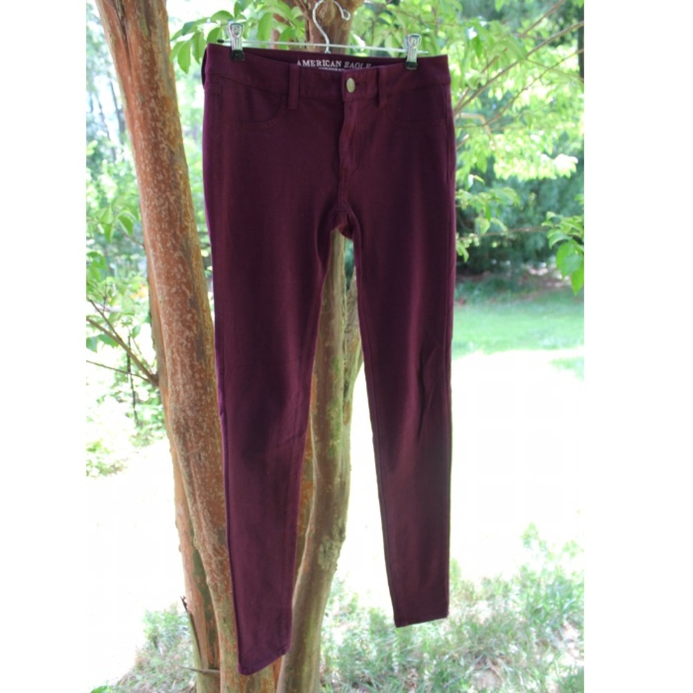 American Eagle Maroon Super Stretch Jeggings - Picture 5 of 8