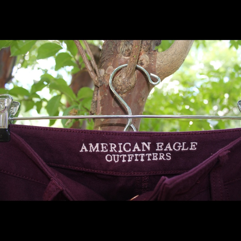 American Eagle Maroon Super Stretch Jeggings - Picture 6 of 8