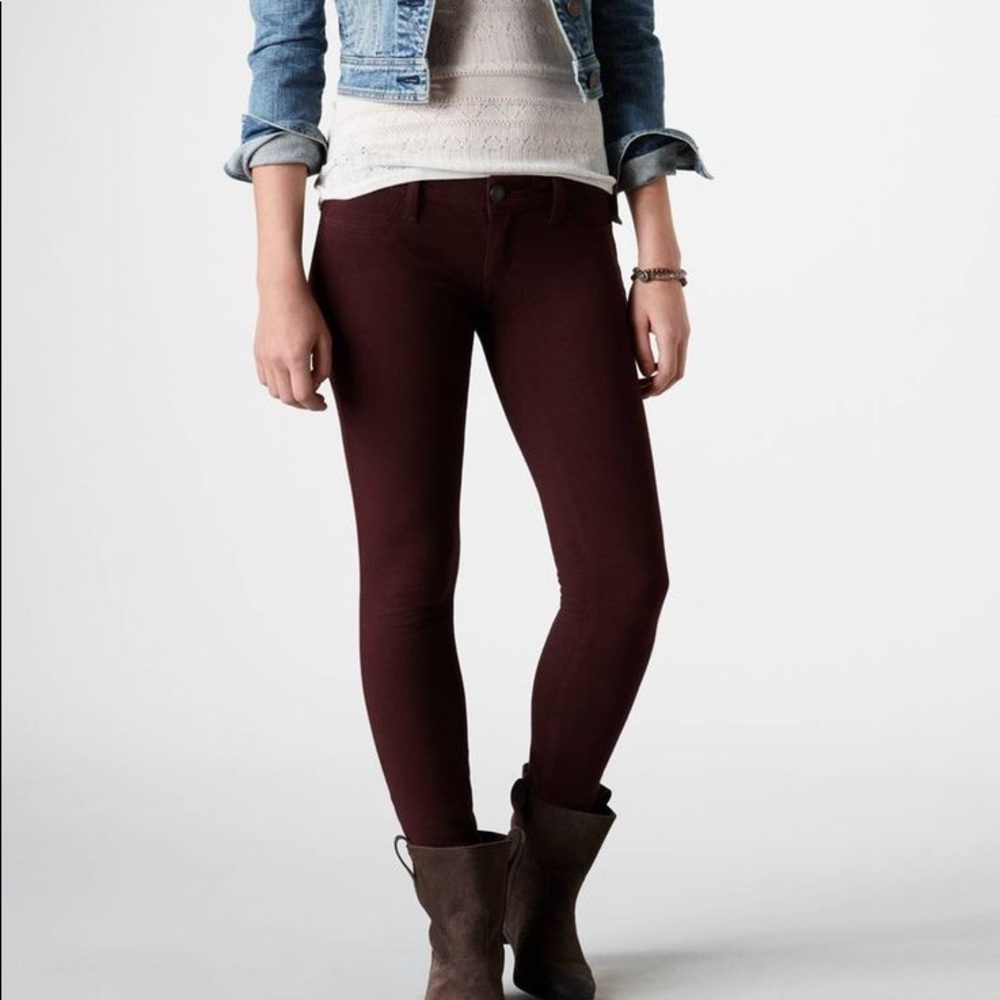 American Eagle Maroon Super Stretch Jeggings - Picture 8 of 8