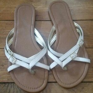 Size 8 White Flip Flops