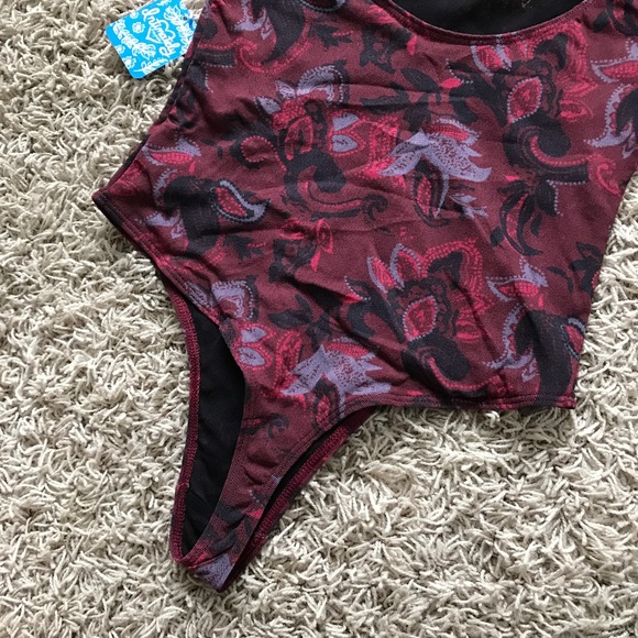 New Free People So Fresh Merlot Printed Bodysuit - Picture 8 of 8