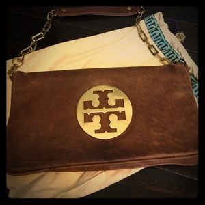Tory Burch brown clutch