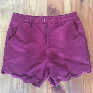 High waisted scalloped shorts