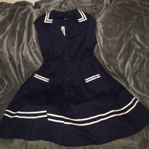 "Retro Chic" Navy Blue/White Vintage Style Dress