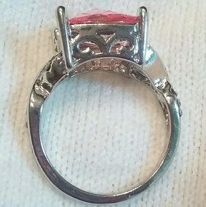 unbranded Jewelry - Sterling Plated Pink Stone and Crystals Ring unbranded Jewelry - Sterling Plated Pink Stone and Crystals Ring