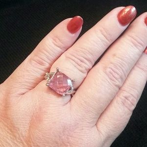 unbranded Jewelry - Sterling Plated Pink Stone and Crystals Ring unbranded Jewelry - Sterling Plated Pink Stone and Crystals Ring