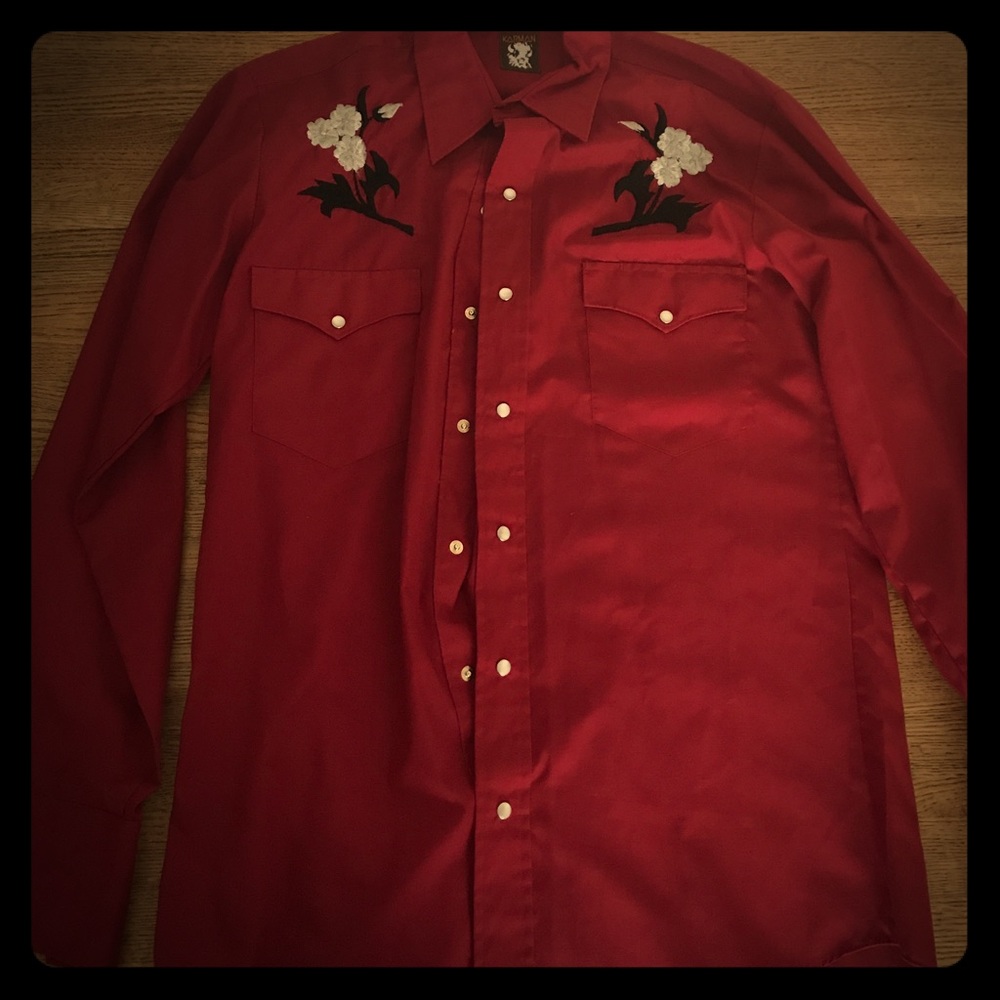 NWOT Karman Red Button down shirt