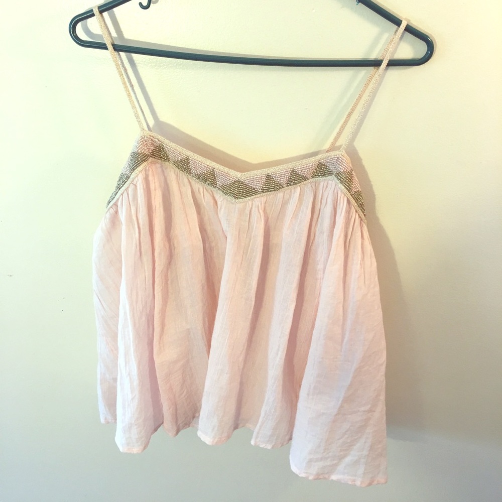 AE top with pink/bronze beading