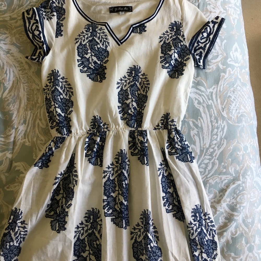 White & Blue mini dress