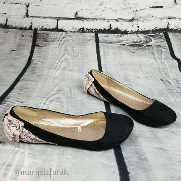 Charlotte Russe Shoes - !Bundle $5 Sale! Charlotte Russe Lace Black Flats