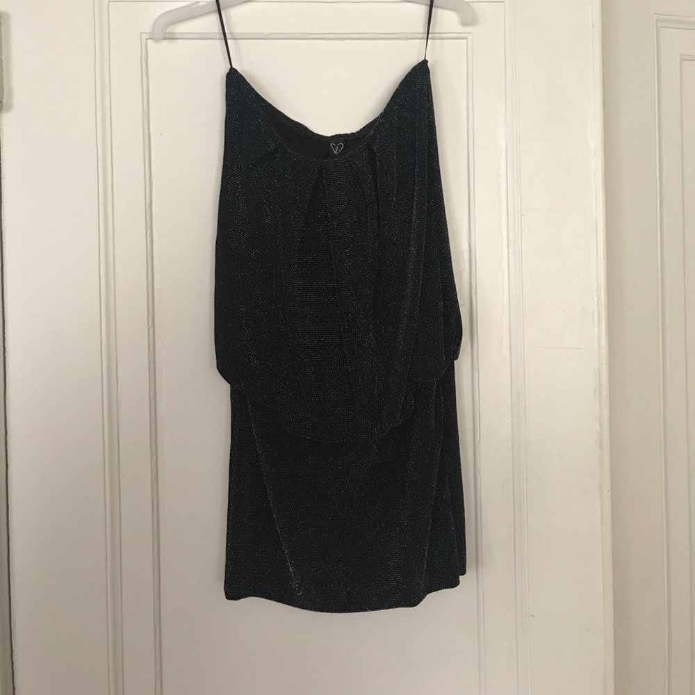 Black with silver sparkles tube top dress
