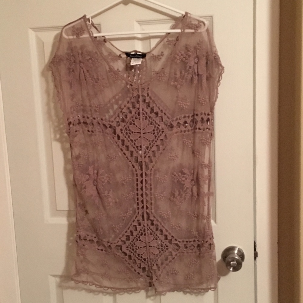 Sheer lace overlay type shirt