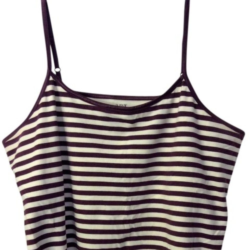 a.n.a. Maroon & Eggshell Striped Cami 3x