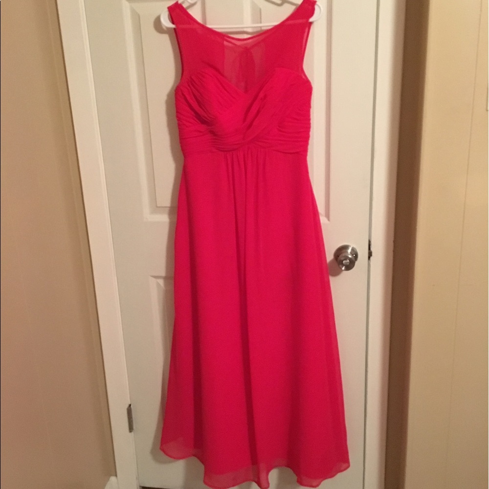 Bright Watermelon colored Bridesmaid dress