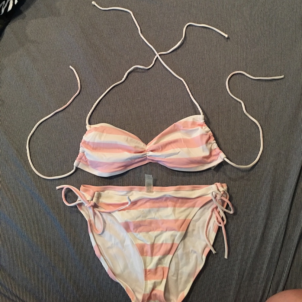 Halter/bandeau striped bikini