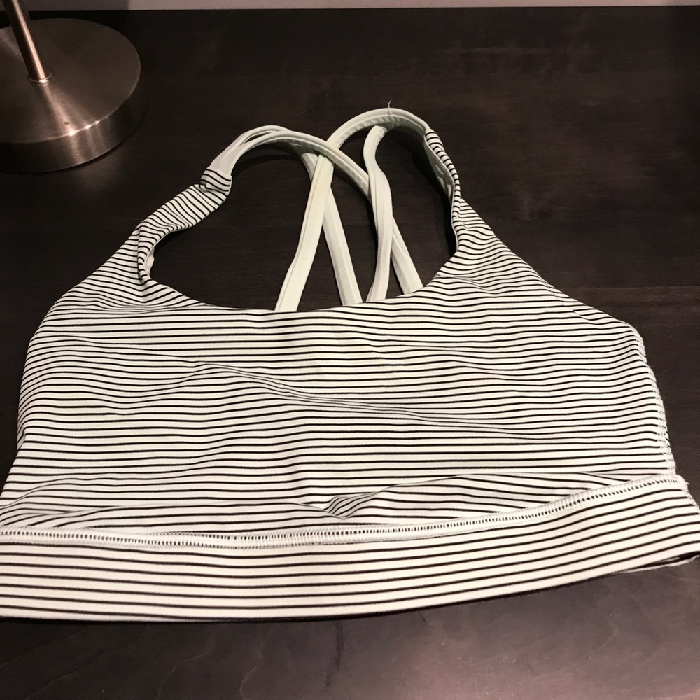 Mint and black sports bra