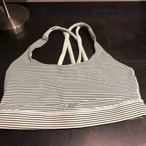 Mint and black sports bra